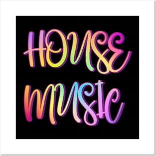 House music multicolor.typography slogan design. Posters and Art